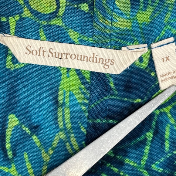 Women’s 1X  Green/Blue Soft Surroundings Top - Picture 9 of 13